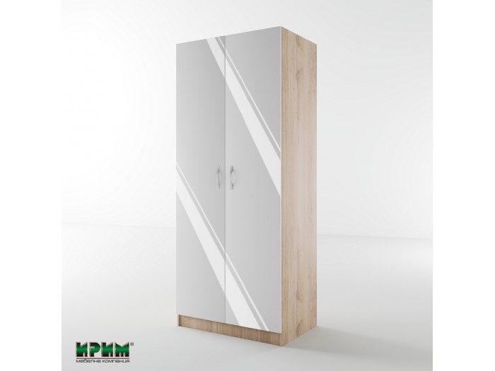 Двукрилен гардероб Сити 1007 (бяло гланц/сонома арвен)